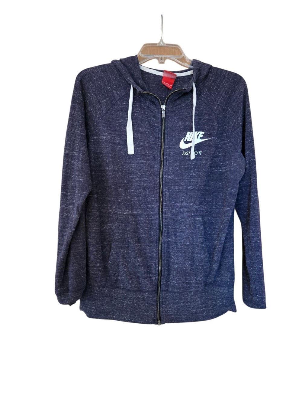 Nike Zip Up Graphic Hoodie Athletic Sporty Navy Blue Size Medium